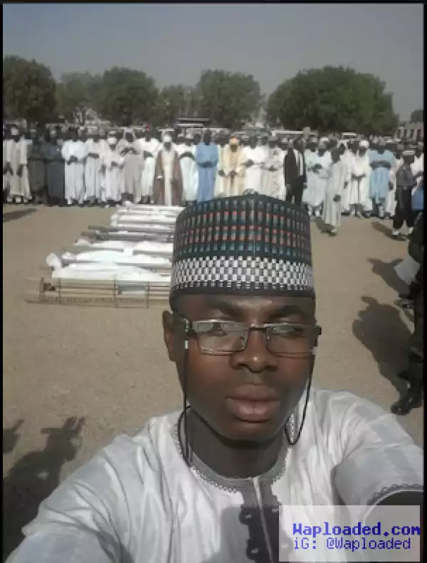 Man comes under fire for taking selfie with corpses of Kano State students during funeral